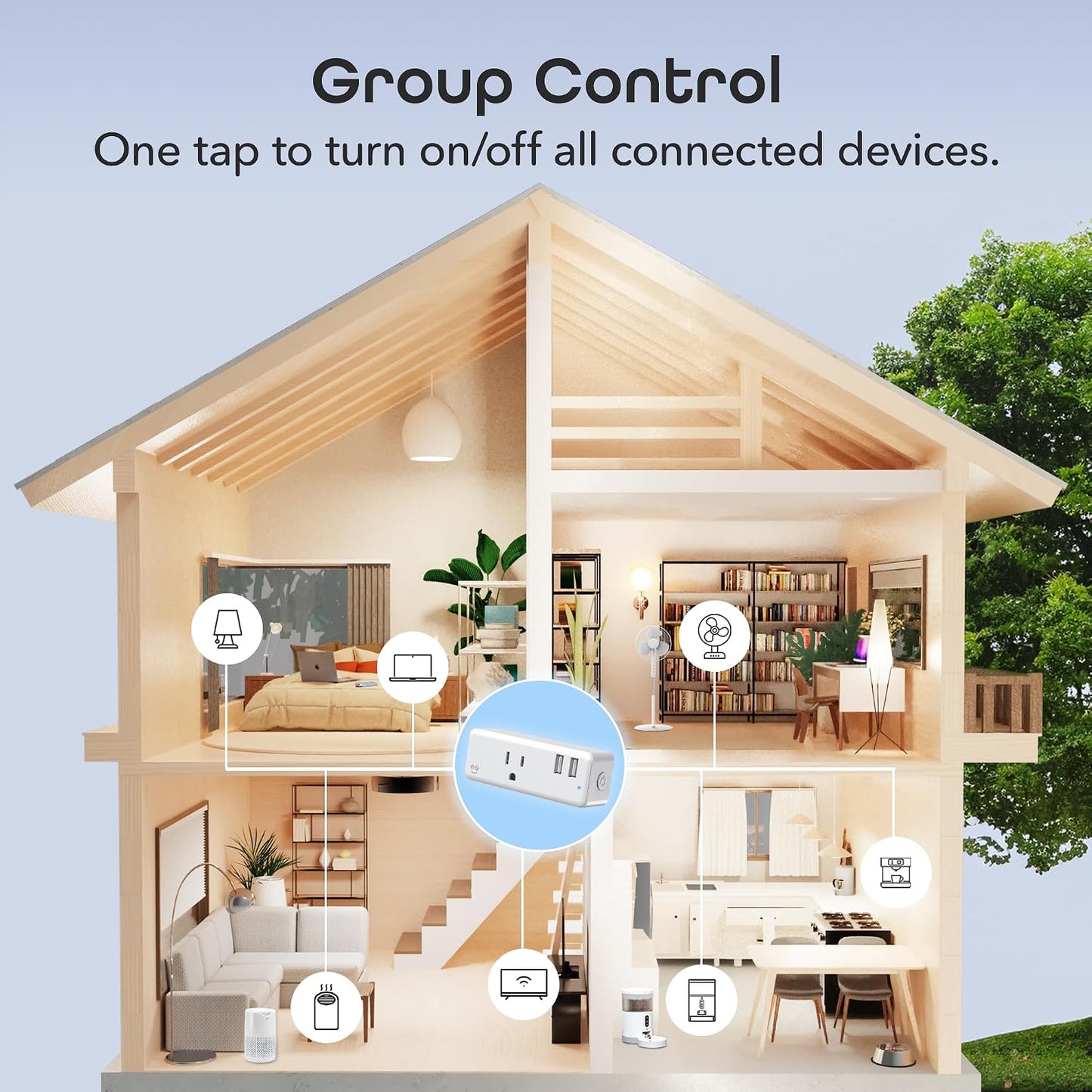 Geeni Switch + Charge Multi Port Smart Wi-Fi Plug with 2 USB Ports, Energy Saving Outlet with App Control, Compatible with Alexa and Google Home