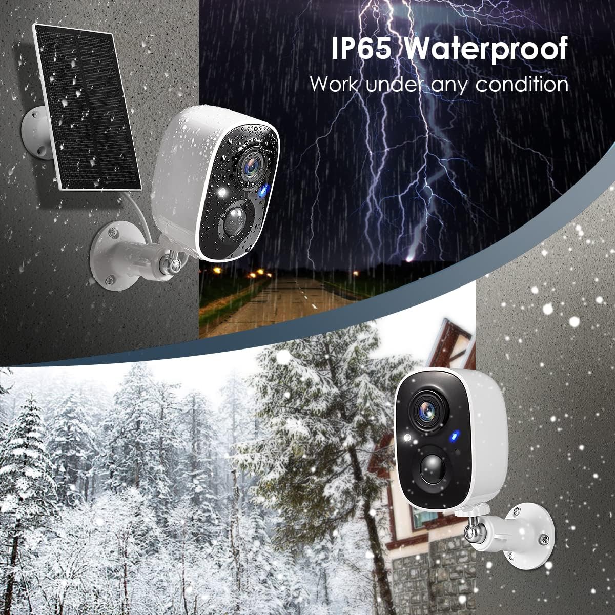 GMK 2 Pack Solar Security Cameras Wireless Outdoor, 2K Video, Motion Detect