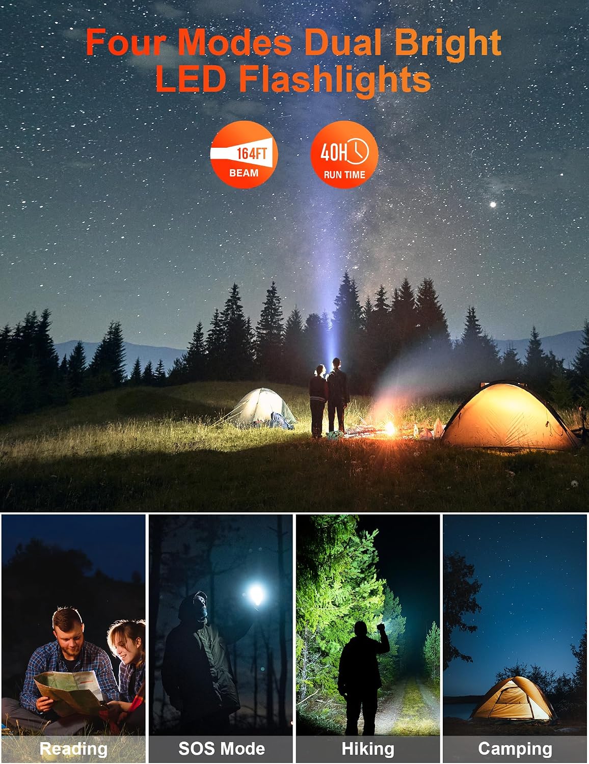 MINRISE Solar Power Bank 40000mAh, Portable Charger PD 20W Fast Charging | Built in 4 Cables and USB-C in/Output,External Battery Pack with Flashlights,for All Cell Phones,for iPad,Camping Essentials