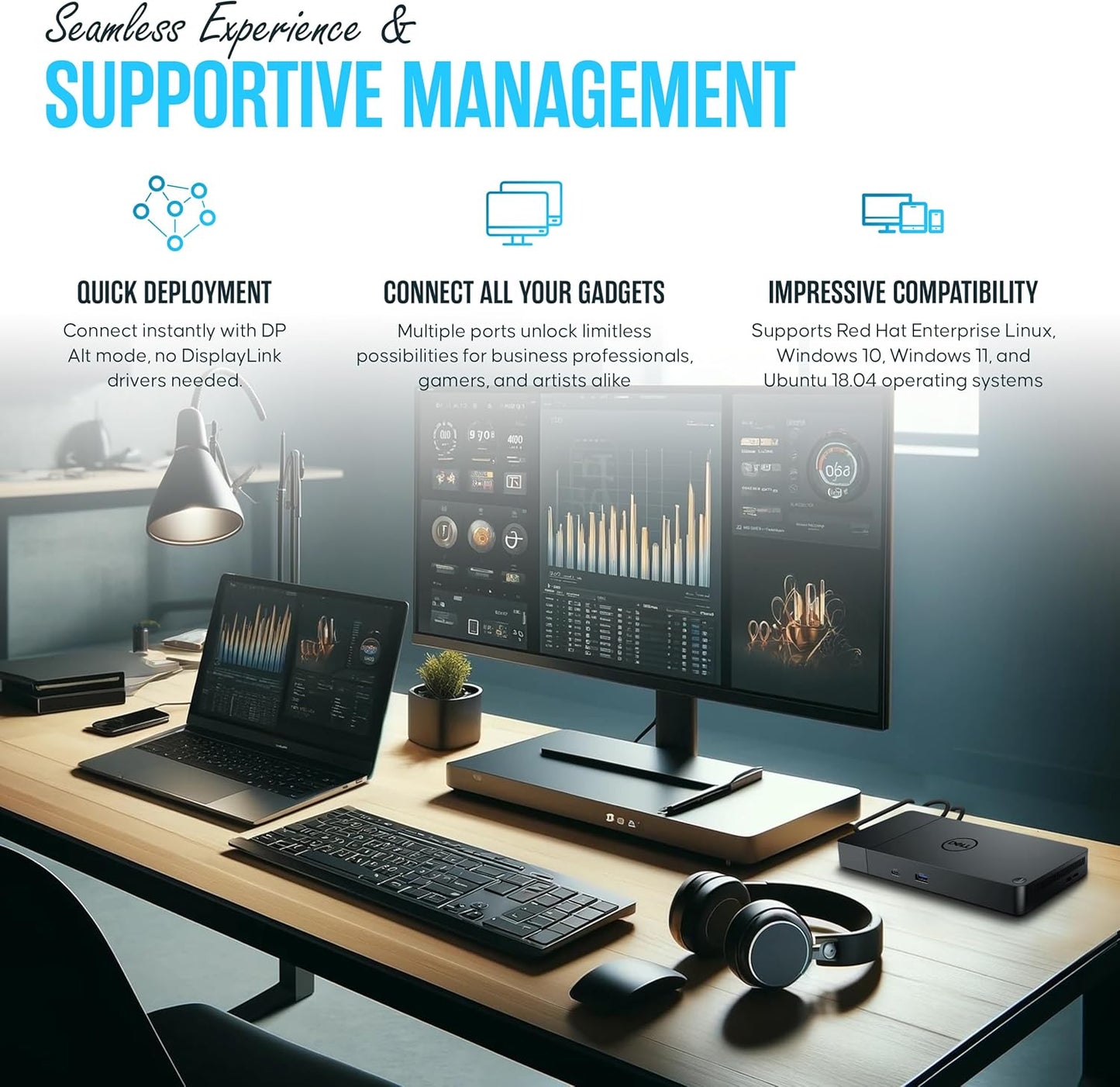 Dell WD19S Docking Station Dual Monitor - 180W USB-C, HDMI + DisplayPort | Features mini-DisplayPort, 2x USB-C & 3x USB-A 3.0 for full expansion