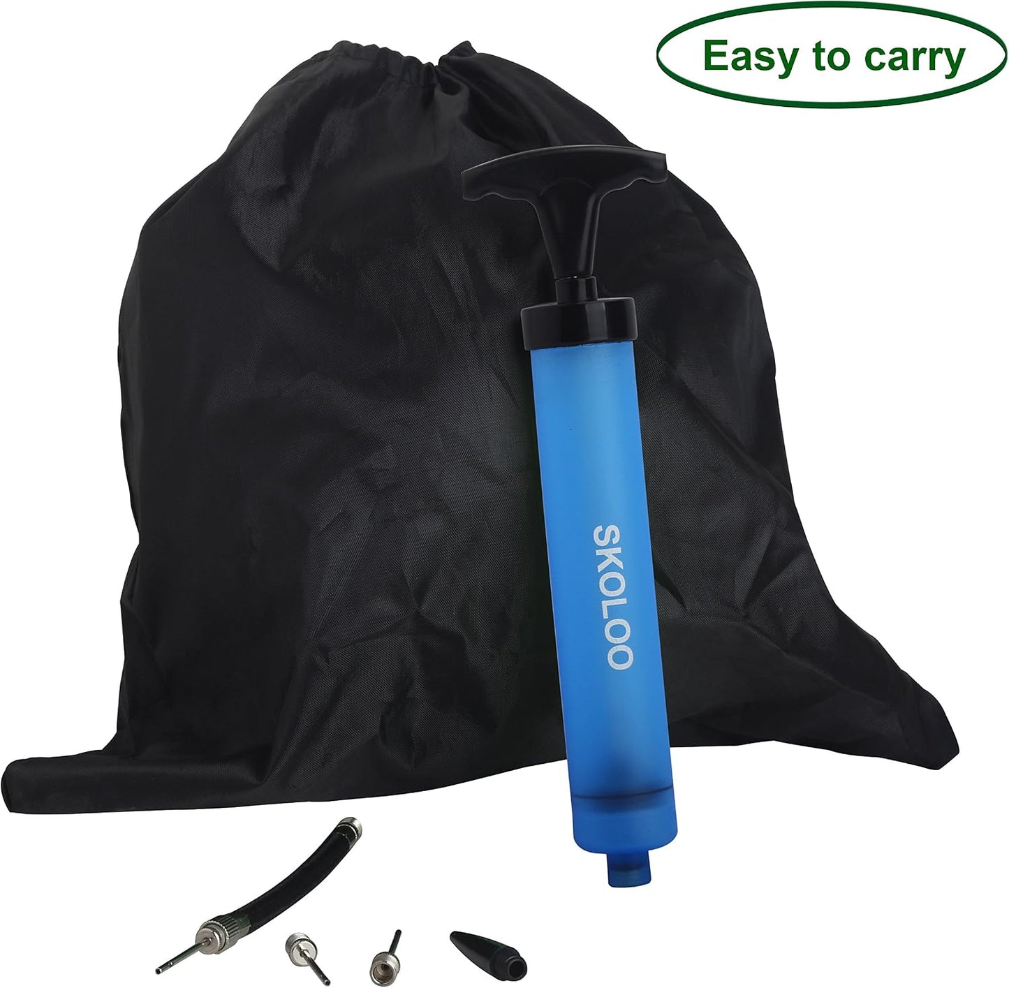 SKOLOO 10" Portable Hand Air Ball Pump Inflator Kit with Needle, Nozzle, Extension Hose for Soccer Basketball Football Volleyball Water Polo Rugby Exercise Sports Ball Balloon Swim Inflatables