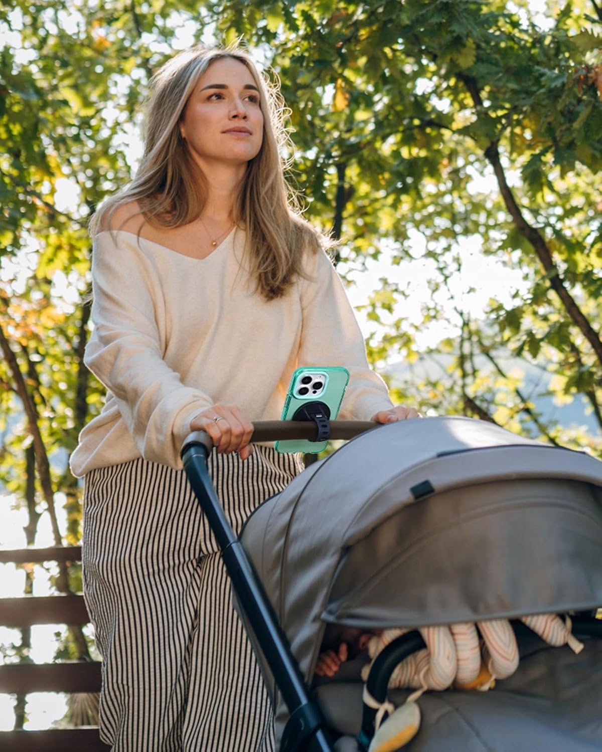 Magnetic Phone Holder for Stroller, Shopping Cart & Golf Push Cart | Handlebar Phone Mount for MagSafe | Strap with Strong Magnet for Mag Safe | Stroller Accessories for Uppababy, Nuna, Bugaboo...