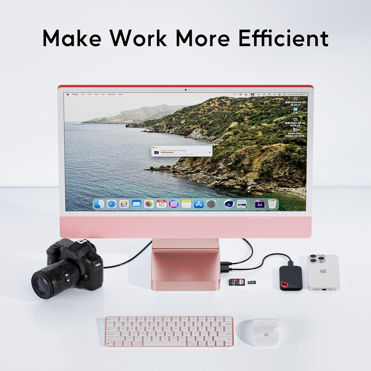 USB C HUB for iMac 24 inch 2021/2023 M1/M3 with M.2 4TB SSD NVMe Enclosure