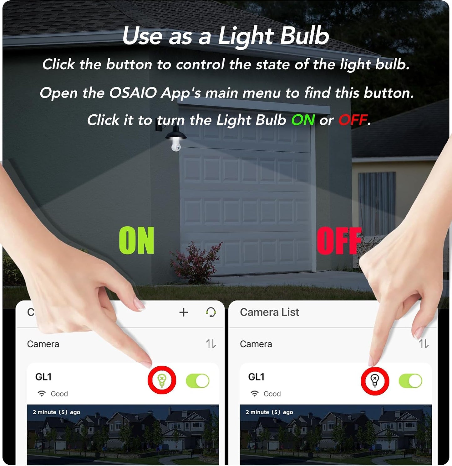 GNCC 2K Light Bulb Security Camera, 360° Outdoor Camera 2.4G WiFi (1-Pack) | Easy Screw-in Porch/yard Bulb socket, Full color night vision, Motion Detect, Built-in LED Bulb/Spotlight, SD/Cloud Storage