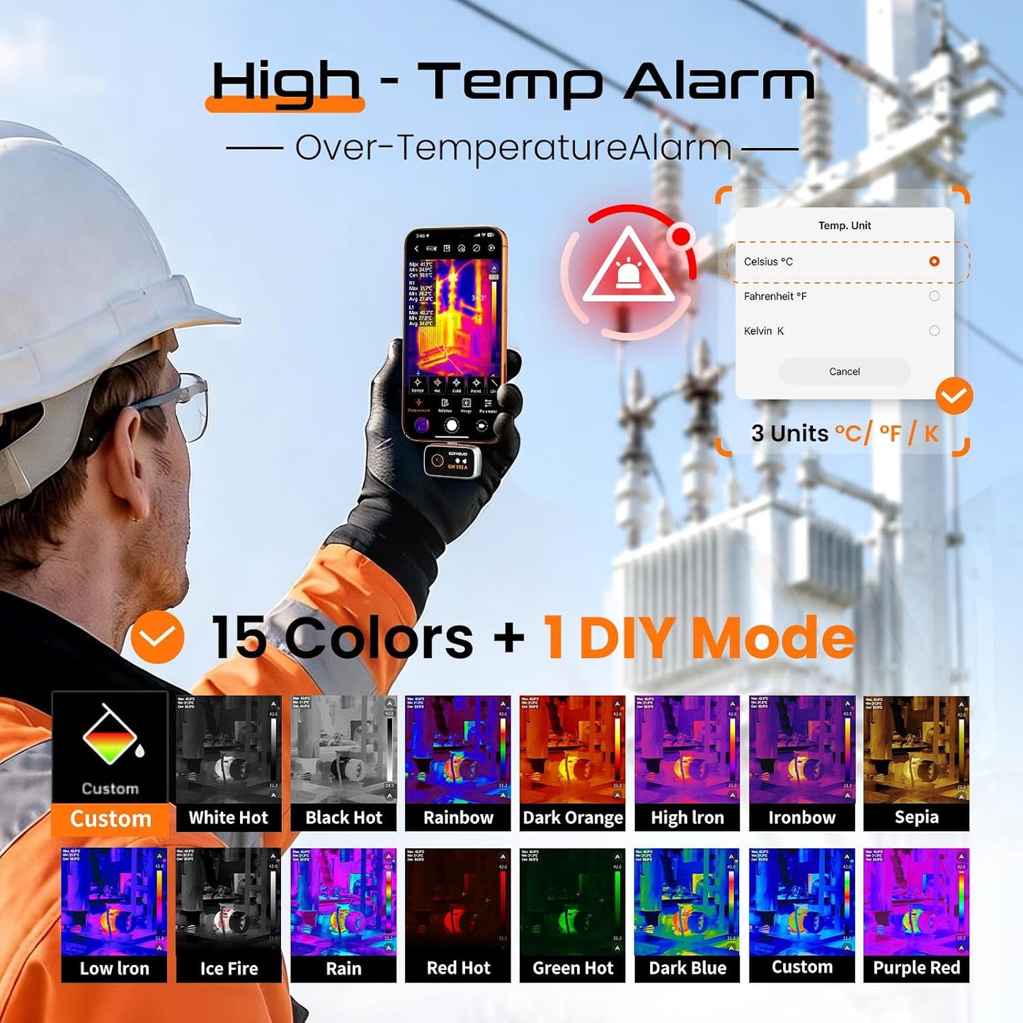 GOYOJO Thermal Imaging Camera for Android/iphone 15/16/17 iOS Series 192x192 IR Resolution– Water Leak Detection HVAC Electrical Plumbing, Automotive Repair, Home Inspection, DIY-USB-C Infrared Imager