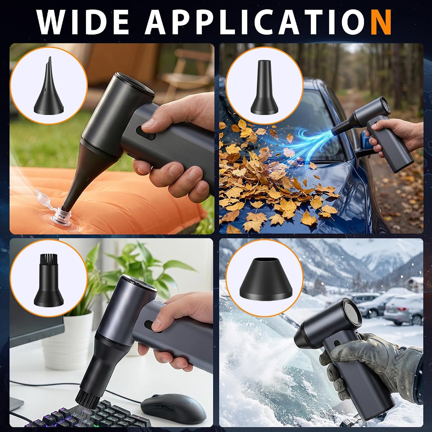 Compressed Air Duster,110,000RPM Super Power 6-Speed Adjustable Rechargeable Cordless Electric Air Duster,Mini Air Blower for PC Keyboard Car Home Cleaning