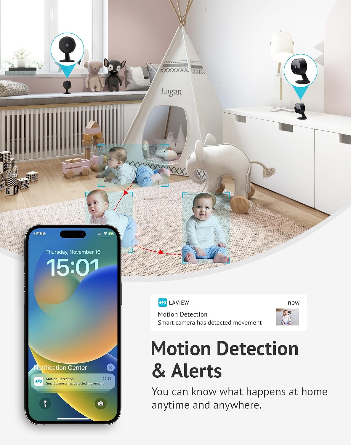 LaView 4MP 2K Cameras for Home Security Indoor, 5G& 2.4GHz Home Security Camera for Baby/Elder/Pet/Nanny,Baby Cam Starlight Sensor Color Night Vision,US Cloud Service,Works with Alexa iOS & Android