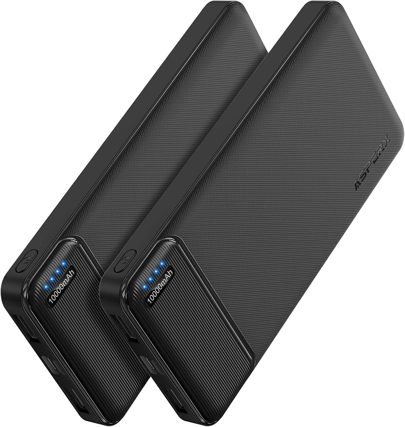 AsperX 2 Pack 10000mAh Portable Charger Dual USB Power Bank Battery Pack | Slim Portable Phone Charger , External Travel Battery Pack for iPhone, Samsung, Google LG and Heated Vest