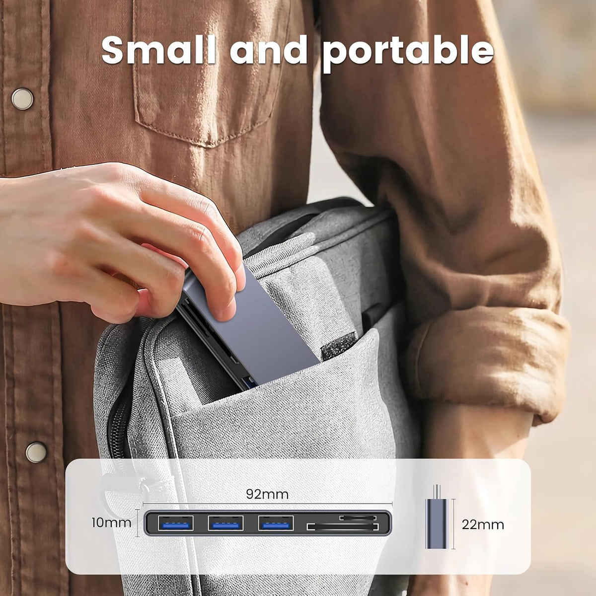 MOGOOD USB C Hub 5 in 1 with 3 USB 3.0 Ports SD TF Card Reader