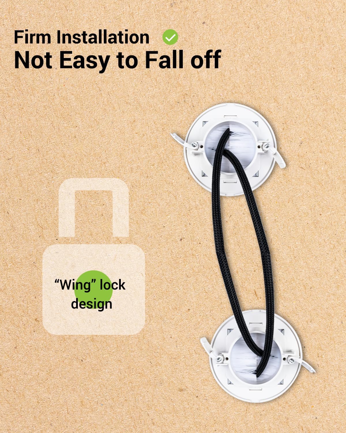 in Wall Cable Management Kit for Wall Mounted TV, with Hole Saw | Slim Wall Cable Pass Through, TV Wire Hider Kit, For Network, HDMI, Speaker, Coaxial Cables, White, 2 Pack
