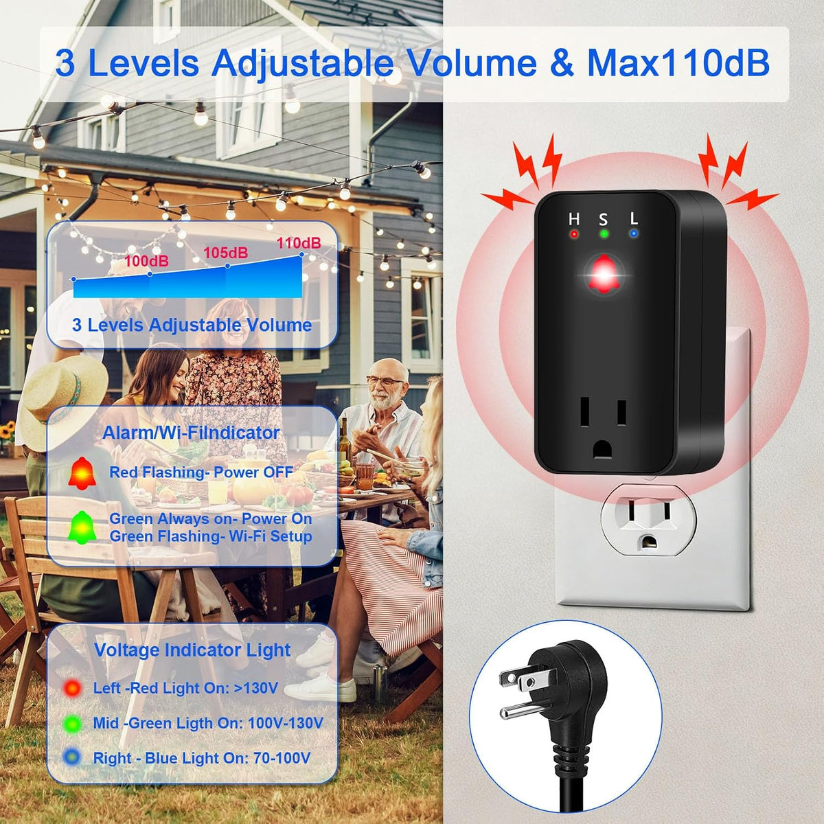 Power Failure Alarm with WiFi App Notifications, Smart Power Outage Alarm