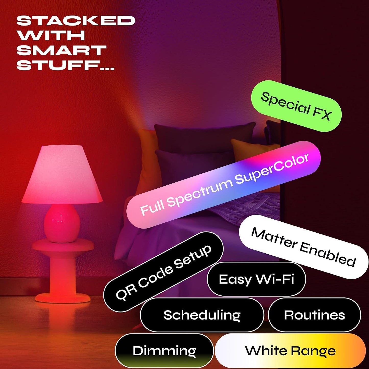 LIFX Smart Light Bulbs A19, RGB Color Changing, Matter, 75W 1100LM, 2 Pack | Compatible with Alexa, Apple Homekit, Google, WiFi 2.4GHz, Dimmable E26, tunable white 1500-9000K, for bedroom, mood lighting