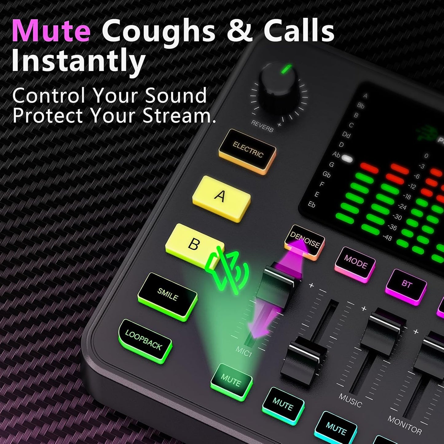 Podcast Equipment Bundle, Audio Mixer with Dynamic Microphone for PC, Gaming Equipment Set for Podcast Recording, Changer Voice/Denoise/Reverb/Bluetooth,Live Streaming, Video Vocals（Phone/PS5)