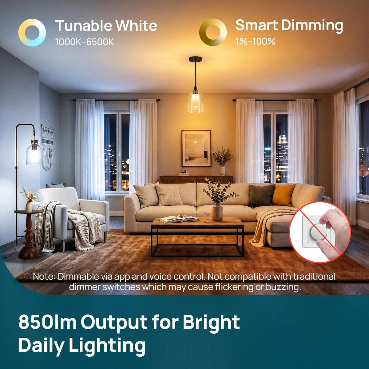 Linkind Smart Light Stick, Flame, Color and White Smart Light Bulb, 850lm