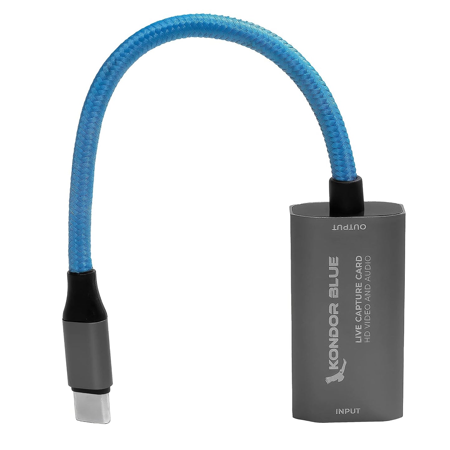 KONDOR BLUE | USB-C to HDMI Capture Card for Live Streaming – Video & Audio | Compatible with Zoom, Skype, OBS, ECamm, VLC, YouTube, Facebook, & Restream + More | Blue