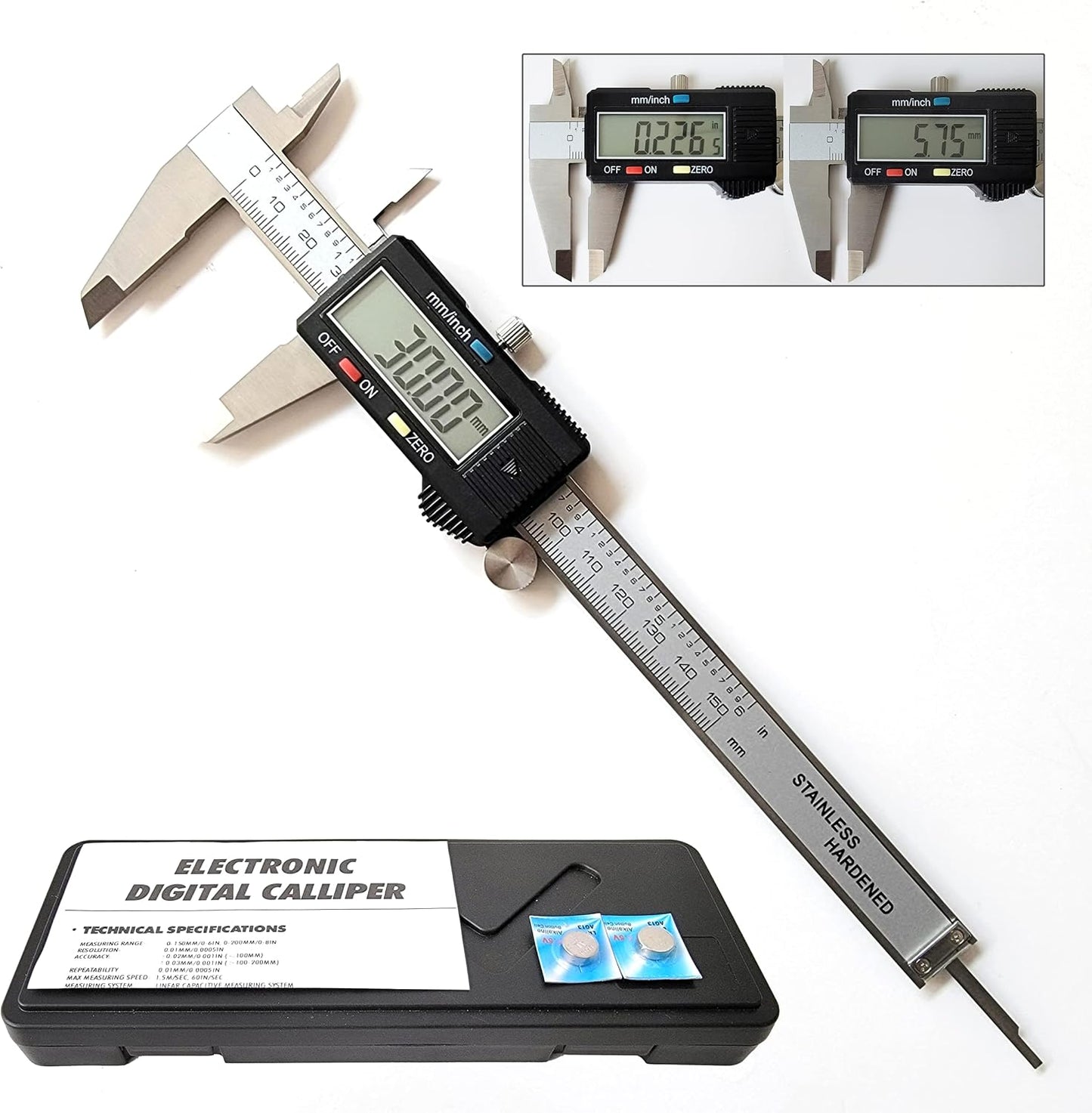 Digital Caliper, Electronic Digital Calipers, 0-6" Calipers Measuring Tool | Stainless Steel Construction with Large LCD Screen, Auto-Off Feature for 3D Printing,Inch and Millimeter Conversion