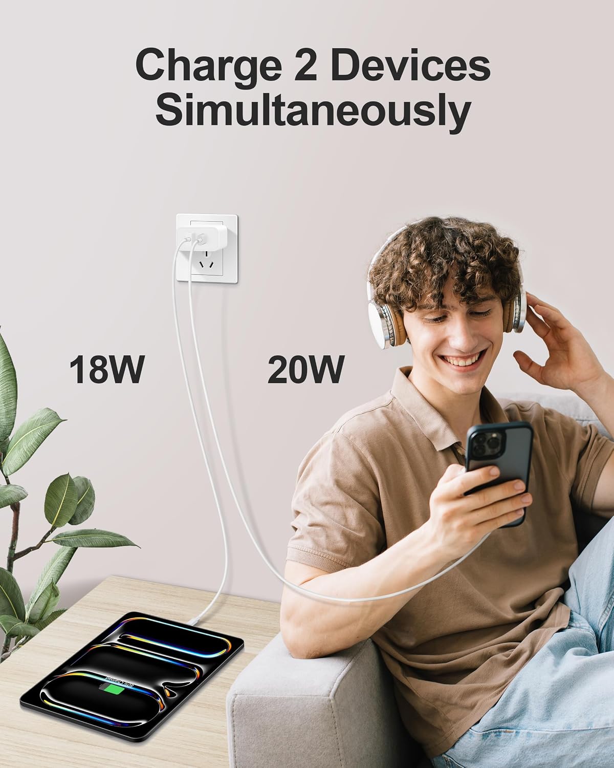 European Travel Plug Adapter, GLUGRU 2Pack 20W Dual Port USB C Wall Charger | Type C Fast Charging Block,International Power Adapter,US to Europe Travel Essentials,for iPhone 17 16 15 14 13 iPad Android