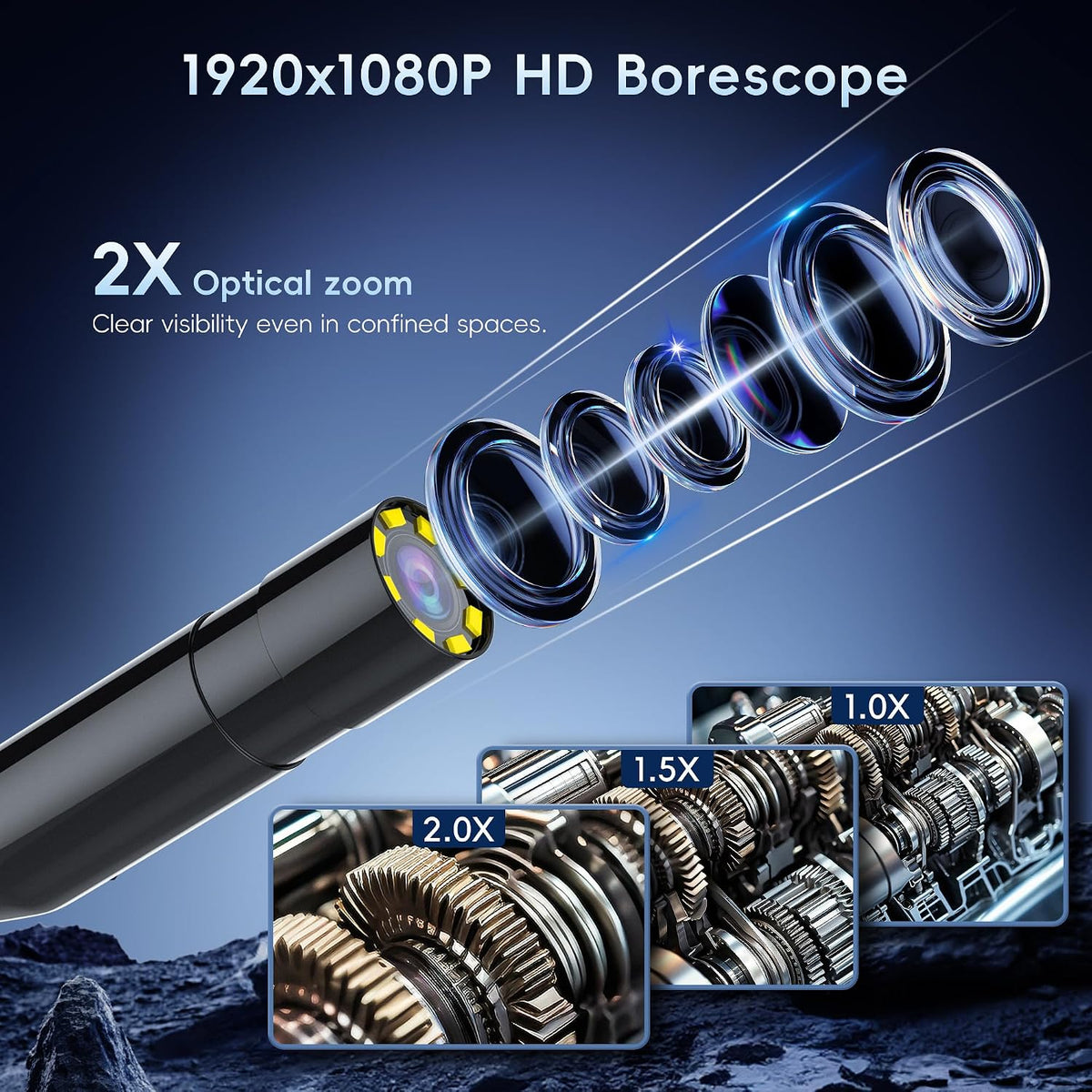 50FT Inspection Endoscope Camera with Light,1080P HD Borescope Camera | IP67 Waterproof Sewer Camera with 8 LED Lights Snake Camera with 4.3" IPS Screen, Semi-Rigid Cable for Auto & Plumbin Tools