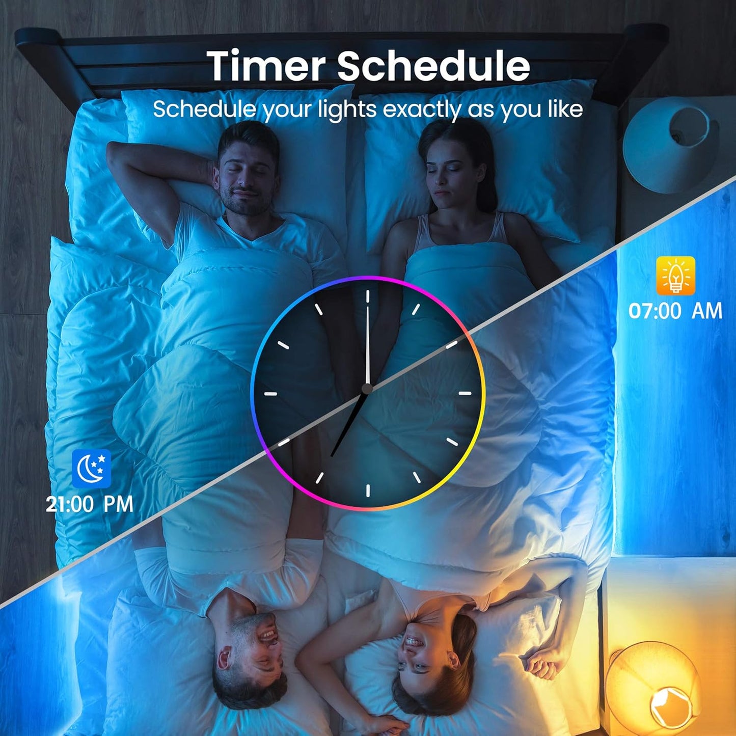 TJOY LED Lights for Bedroom 100ft, RGB Color Changing Led Strip Lighting with Remote and Smart APP Control, Music Sync Rope Lights via Bluetooth for Kitchen, TV, Room Decor
