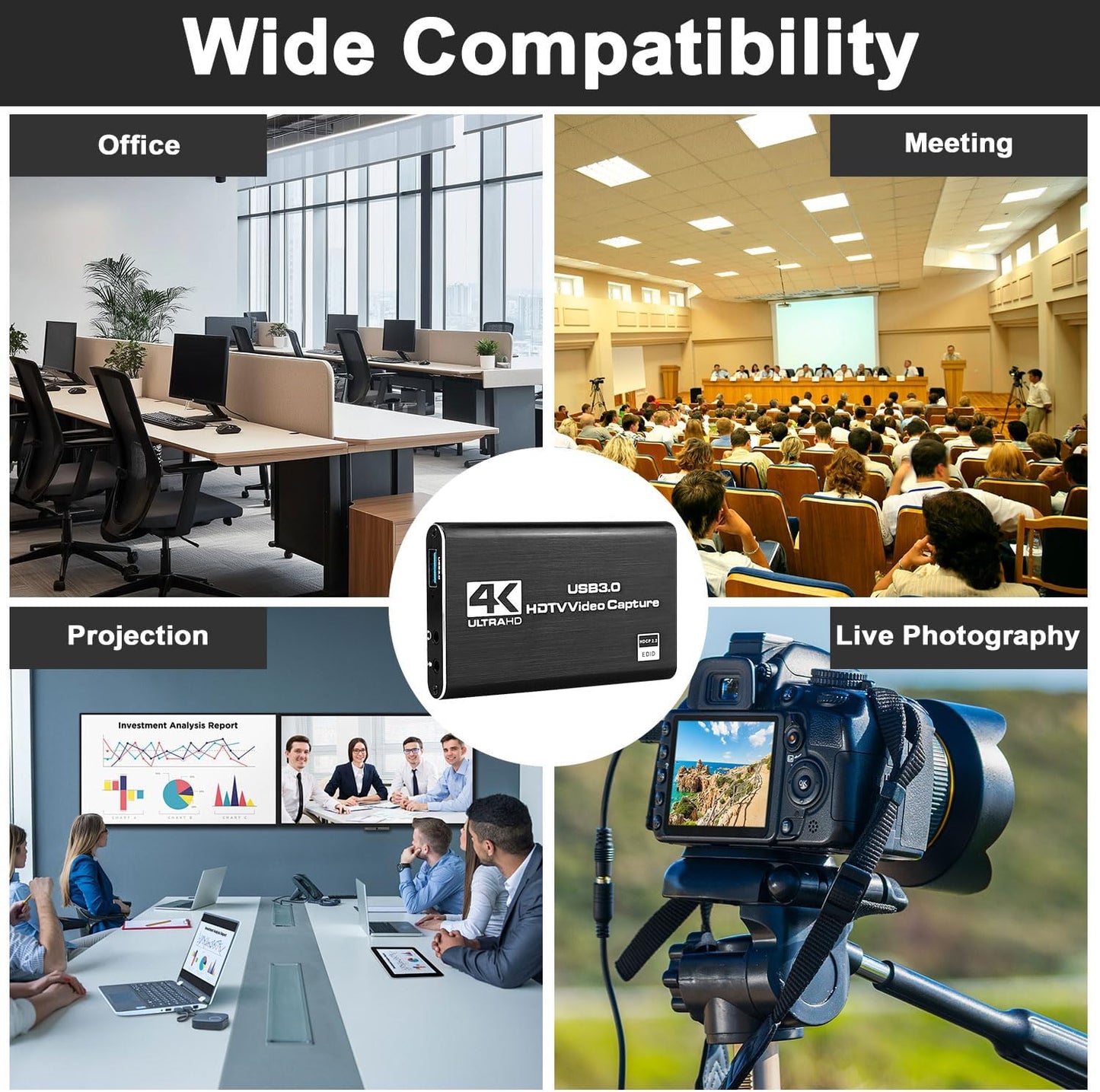 Capture Card for Streaming 4K HDMI Video Capture Card USB 3.0 Video Capture Device Full HD 1080P 60FPS Video Recorder Card for Game Recording Live Streaming Broadcasting Online Meeting Teaching