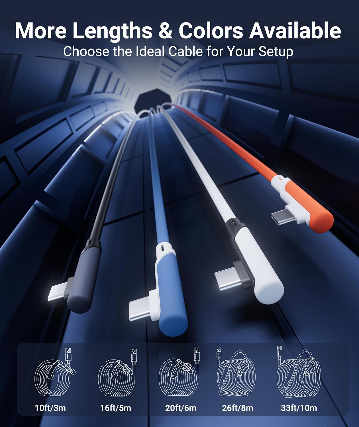 Syntech Link Cable 16FT, USB 3.0 to USB Cable for Meta Quest 3/3S/2, Pico 4 | USB 3.0 High Speed with up to 5Gbps Data Transfer for PCVR and SteamVR Gaming, Reinforced L-Shaped USB-C Connector