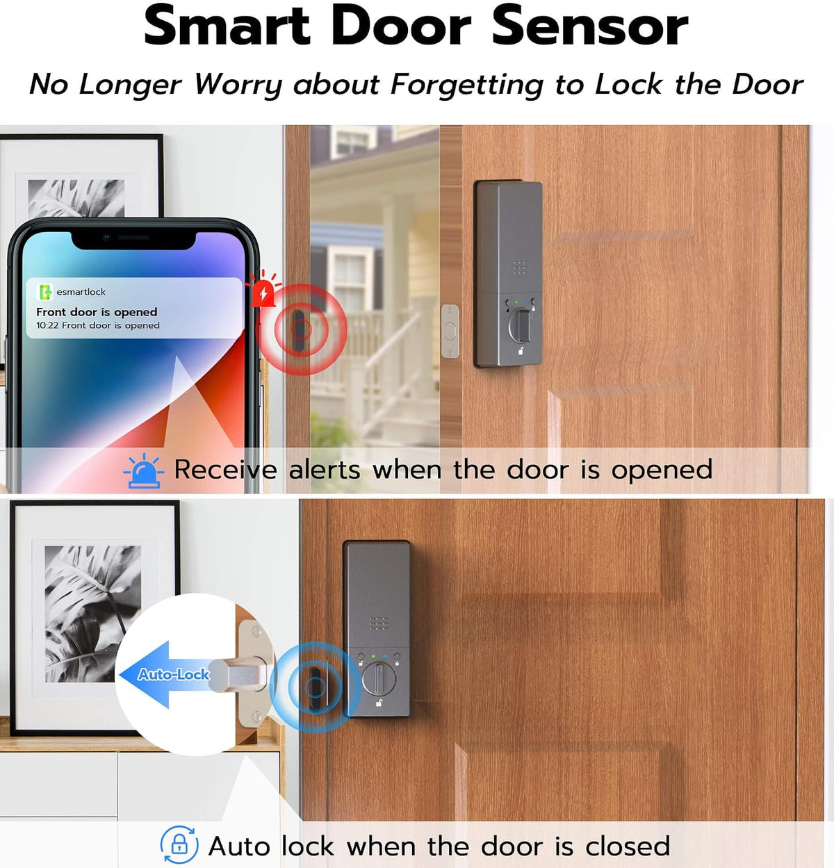 Anweller MD2 Smart Deadbolt Lock with Camera, Fingerprint Keyless Entry Door Lock for Front Door, Built-in WiFi, 10000mAh Battery, Door Sensor, Code Keypad, RFID Card, App Remote Control
