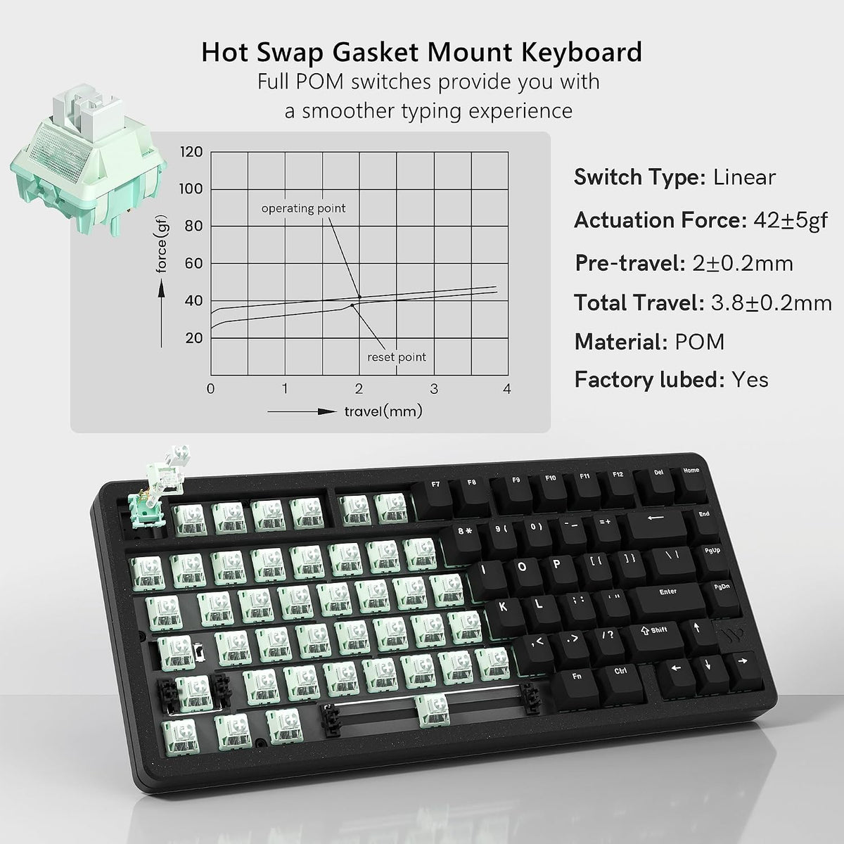 Womier SK75 75% Keyboard Full Aluminum Wireless Mechanical Gaming Keyboard
