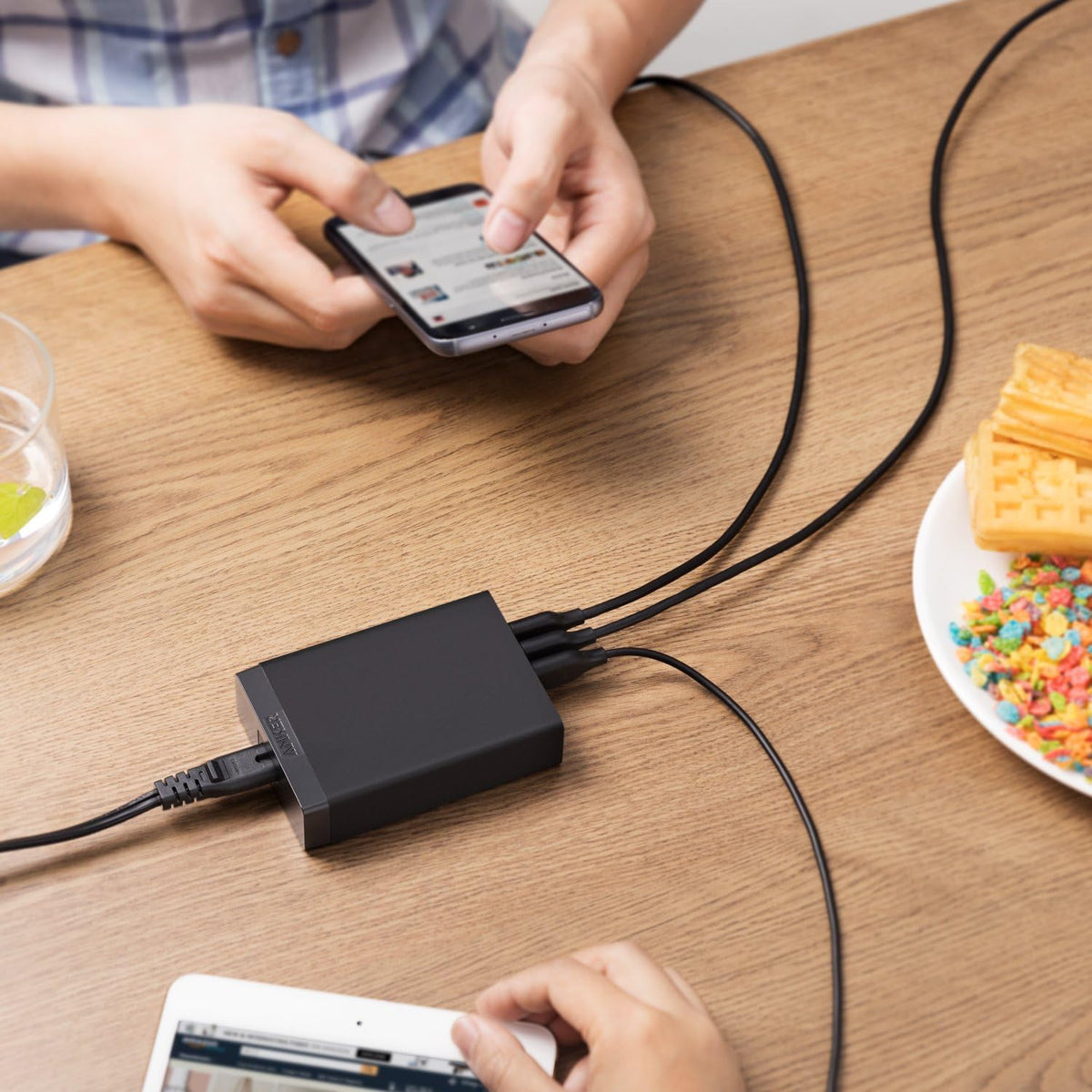 Anker Desktop Charger, 60W 6 Port USB Multiple Charging Hub | PowerPort 6 Multiple USB Charger, Campatible with iPhone, iPad, MacBook, Galaxy, LG, HTC, and More
