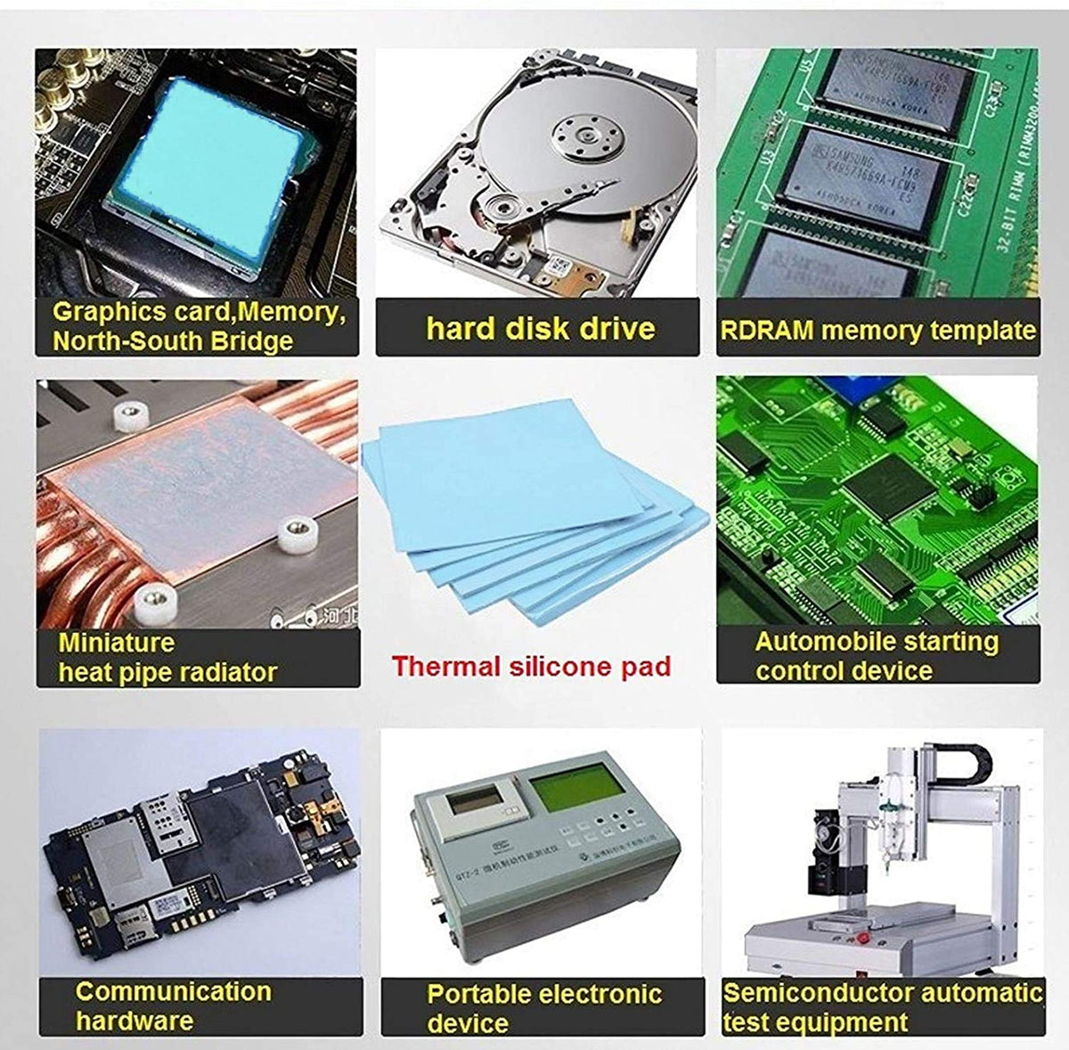 Thermal Pad,200x200x1mm Highly Efficient Thermal Conductivity 6.0 W/mK,Heat Resistant Silicone Thermal Pads for Electronics Laptop Heatsink CPU GPU SSD IC LED Cooler