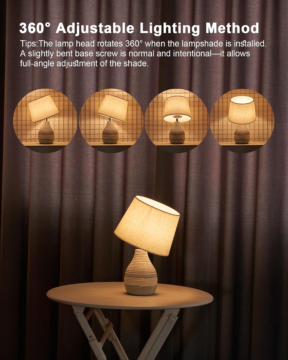 13" H Small Rechargeable Cordless Ceramic Table Lamp, Coastal | Remote Control RGB, Warm White Light, Timer, Dimmer, Battery Operated Lamp for Bedroom, Living Room, Kitchen, Linen Shade