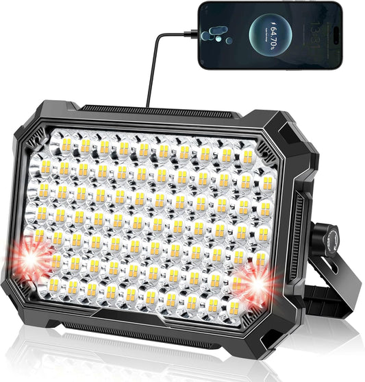 LED Work Light: Portable Rechargeable Magnetic Work Light | 10000LM output with 4 lighting modes, IP65 waterproof protection and a 13000mAh battery for garage, camping and emergency use