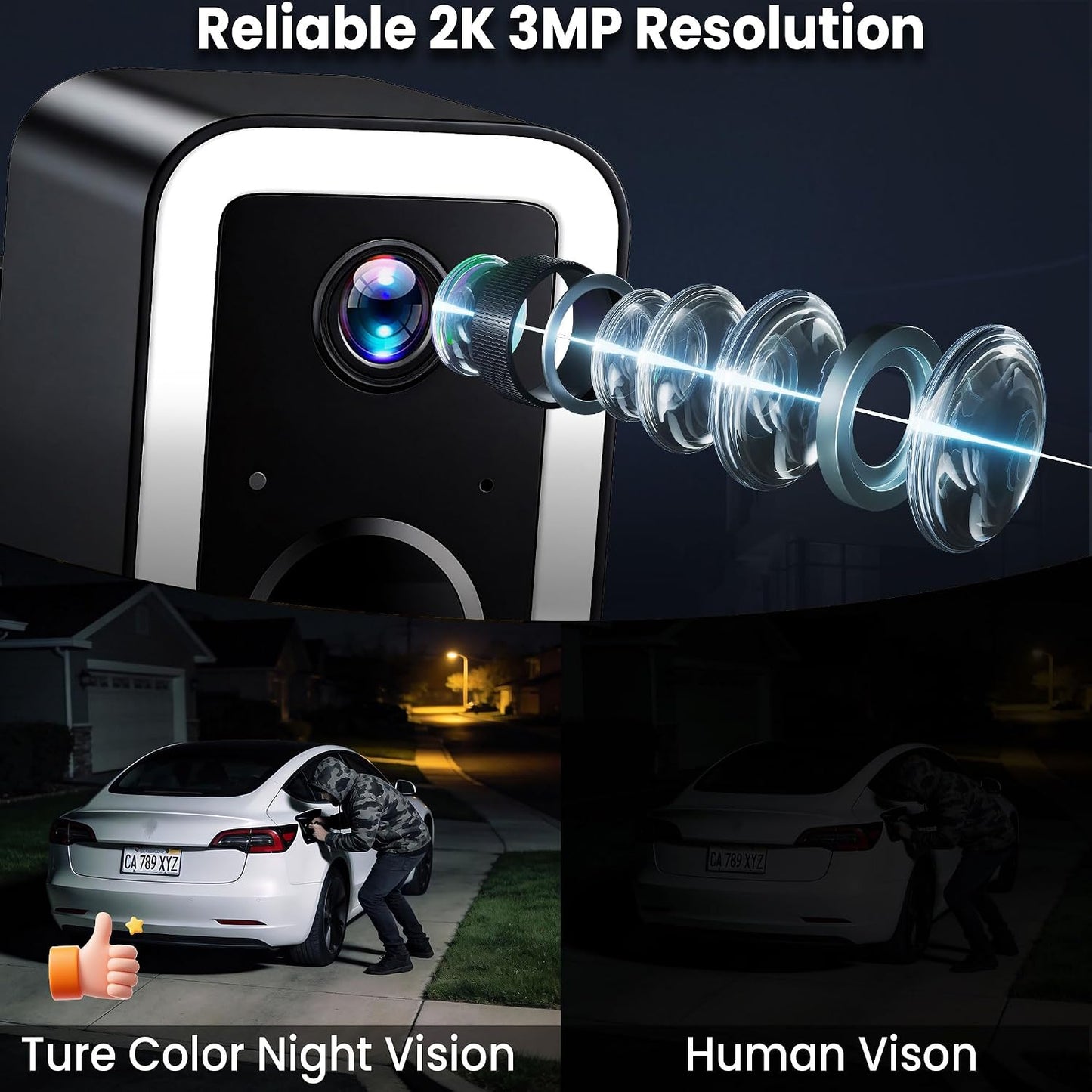 aidowocam 【2 Pack】 Security Cameras Wireless Outdoor, Color Night Vision Even in the Dark, AI Motion Detection & Spotlight Siren Alarm, 2-Way Audio Battery Powered Camera for Home Security