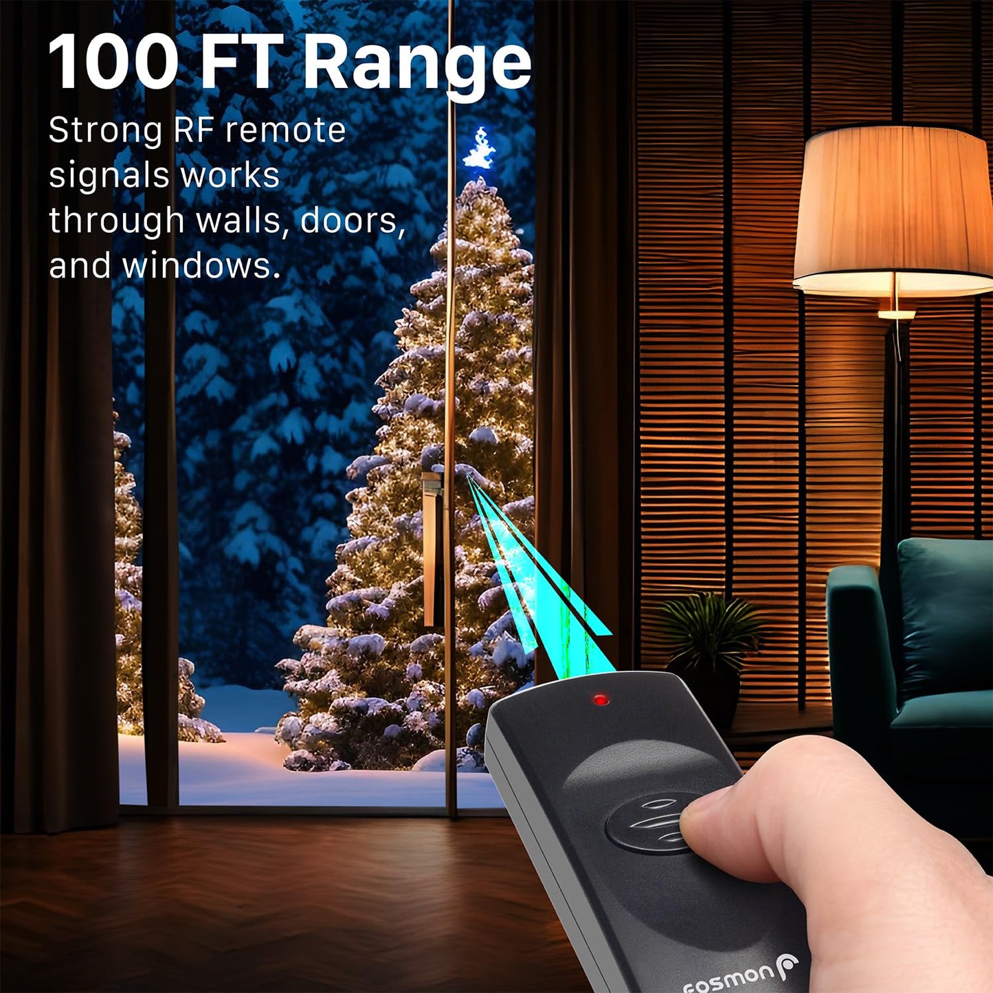 Fosmon Outdoor Indoor Remote Control Outlet with 2 Wireless Remotes, Electrical Plug in Light Switch Weatherproof, 15 A Heavy Duty 3-Prong Plugs Outlets for Outside Lighting, 100 FT Range- ETL Listed