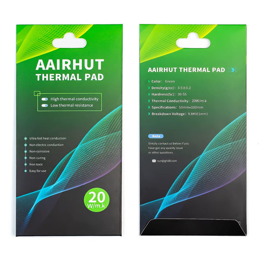 Aairhut Thermal Pad 20W/m.K, 100x50x1mm Silicone Cooling Pad Non Conductive Heat Resistance Soft Sticky Cover with Dual Self-Adhesive Films for PC Laptop PS4/PS5/SSD/RAM - 1 Pad