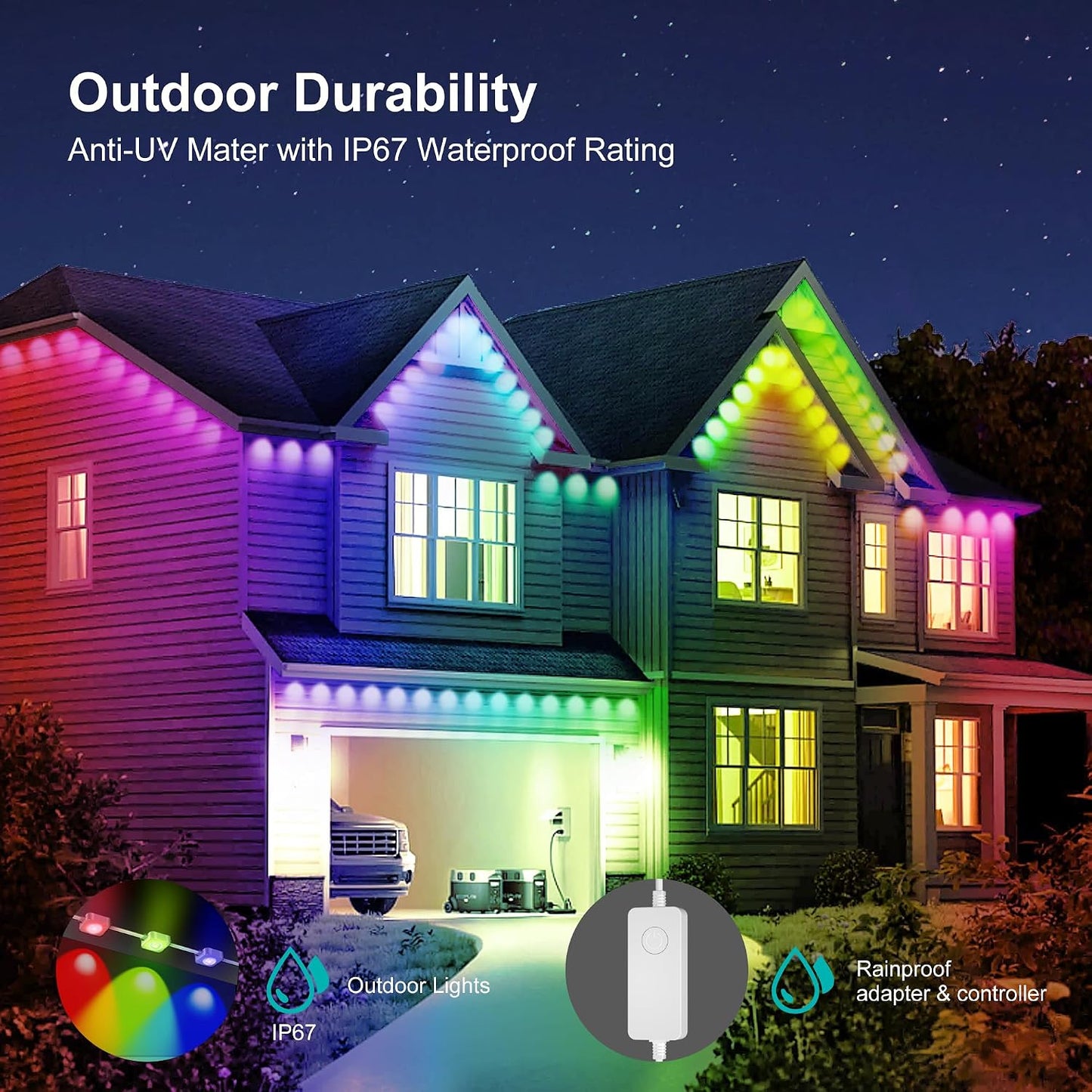 Permanent Outdoor Lights, 100ft RGB Outdoor Christmas Lights with 72 LED Lights, IP67 Waterproof LED Eaves Lights with DIY Scene Modes for Halloween Decor, Smart APP & Remote Control