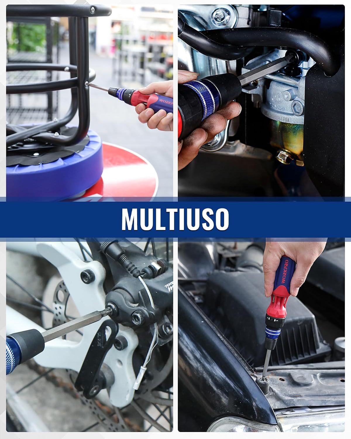 WORKPRO 12-in-1 Ratcheting Multi-Bit Screwdriver Set | Quick-load Mechanism Screwdriver with Double End Bits in Handle