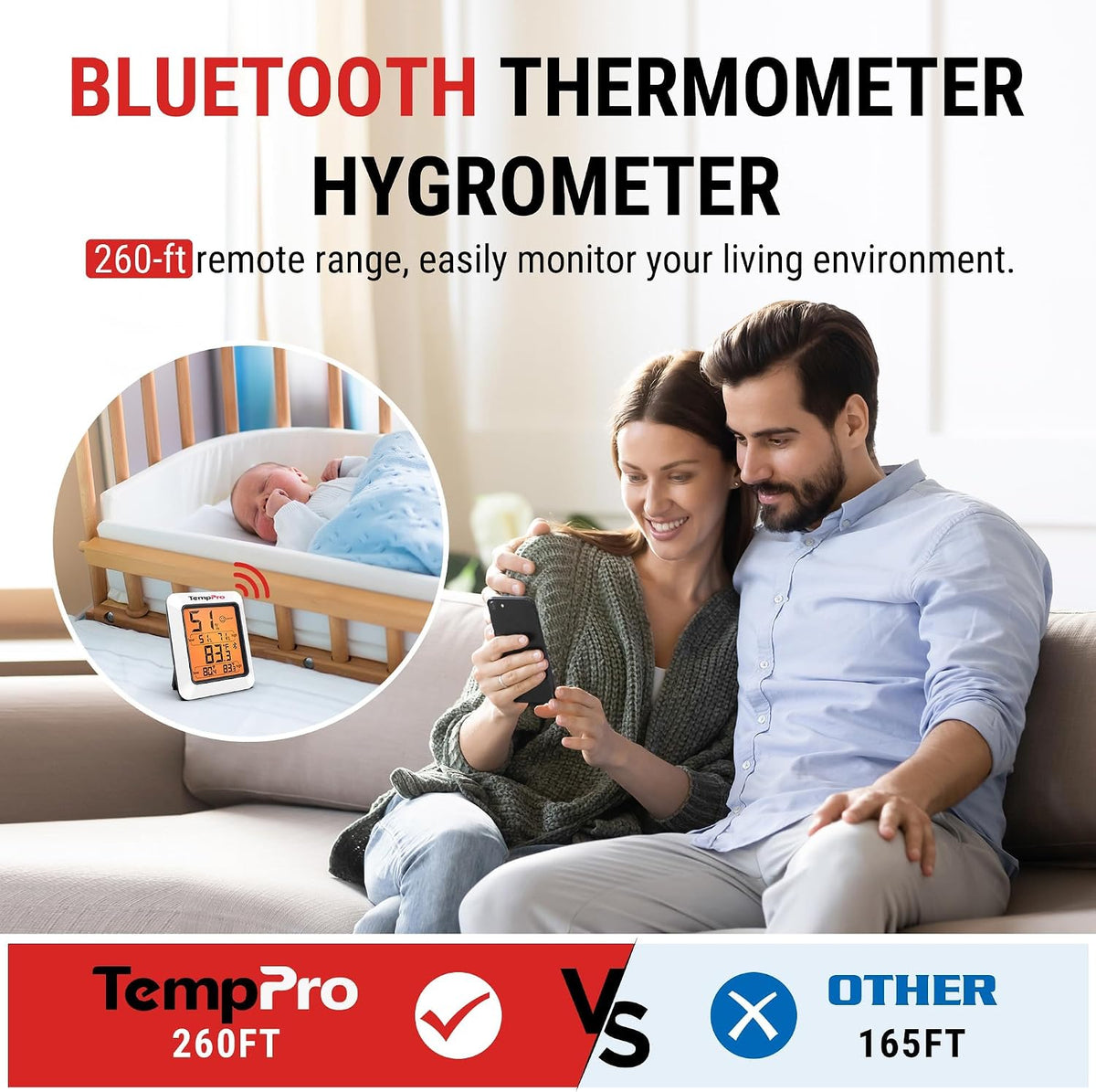 TempPro TempAir Bluetooth Hygrometer Thermometer for Greenhouse Up to 260ft