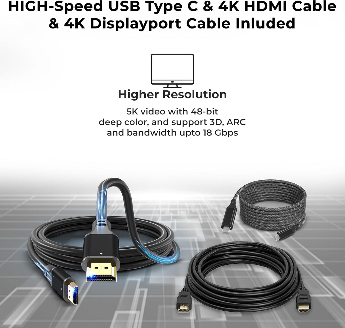 D6000 Dell Docking Station Dual Monitor - USB C Universal Dock with 130W Adapter, HDMI, DisplayPort, USB-C Cables - Supports 4K Display (Renewed)