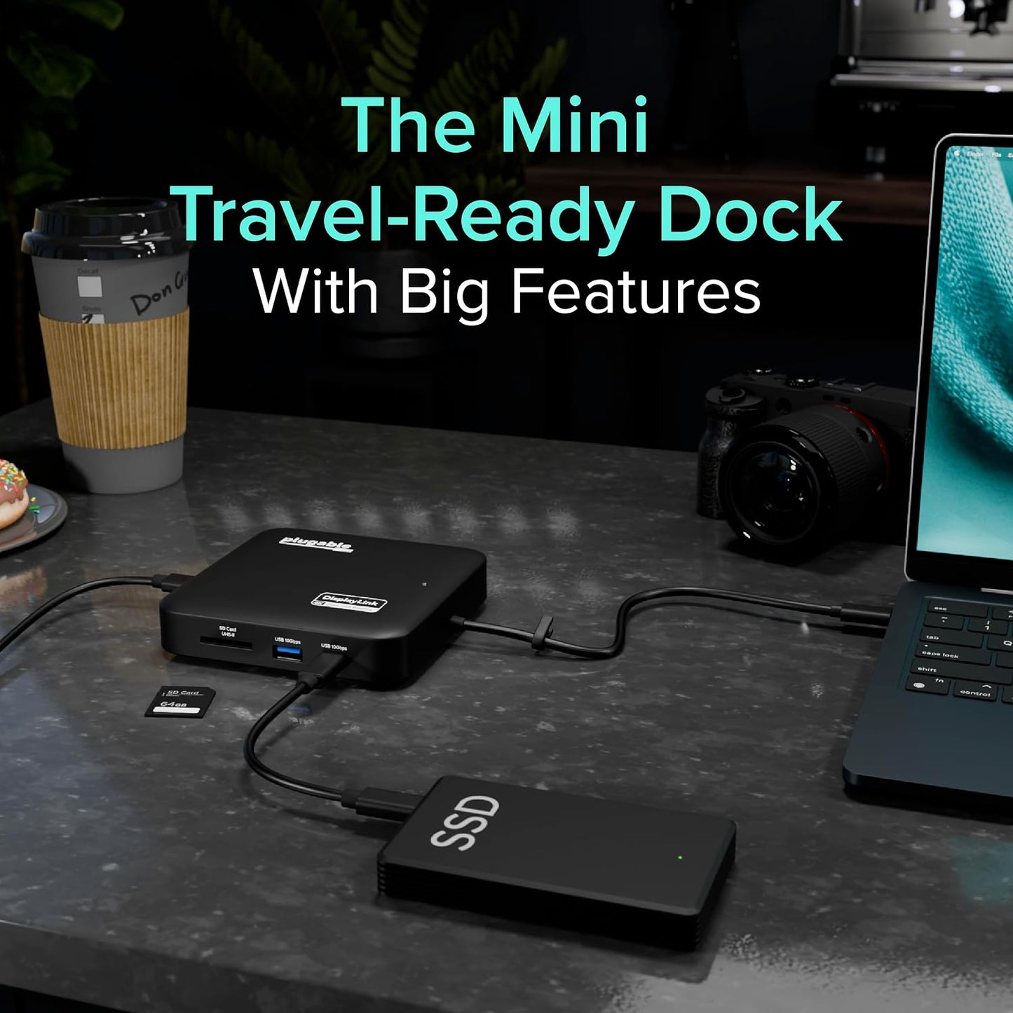 Plugable 7-in-1 USB-C DisplayLink Dock – Dual 4K 60Hz HDMI, USB-C & USB-A (10Gbps), SD Card, Gigabit Ethernet, 100W PD Charging – Compatible with macOS & Windows, MacBook Dual Monitor Support