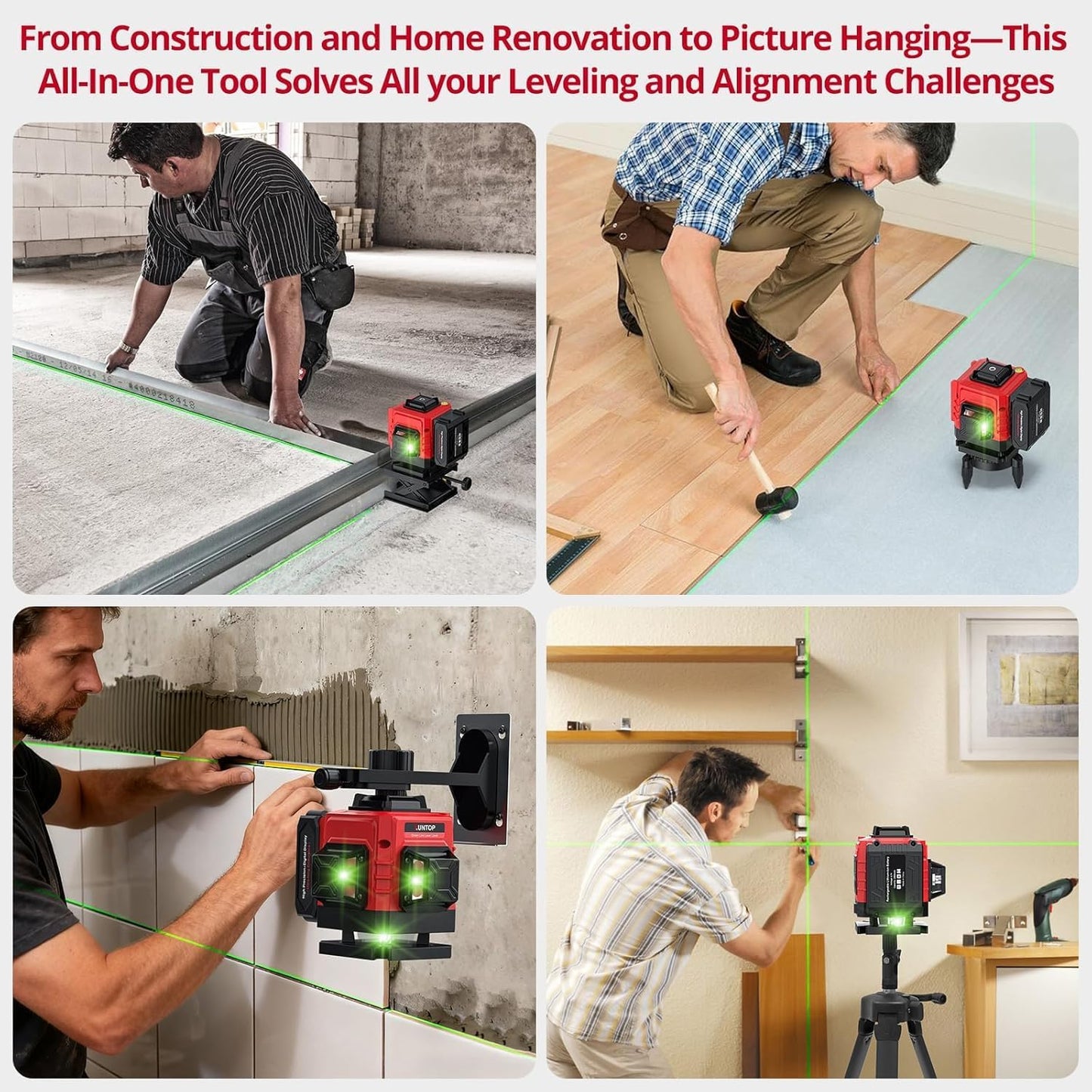 12 Line Laser Level 30M/98Ft Self Leveling Laser Level with Remote Control & Triangle Bracket Green Laser Measuring Tool for Picture Hanging Floor Construction(Class 2 Laser, <1mW Power Output)