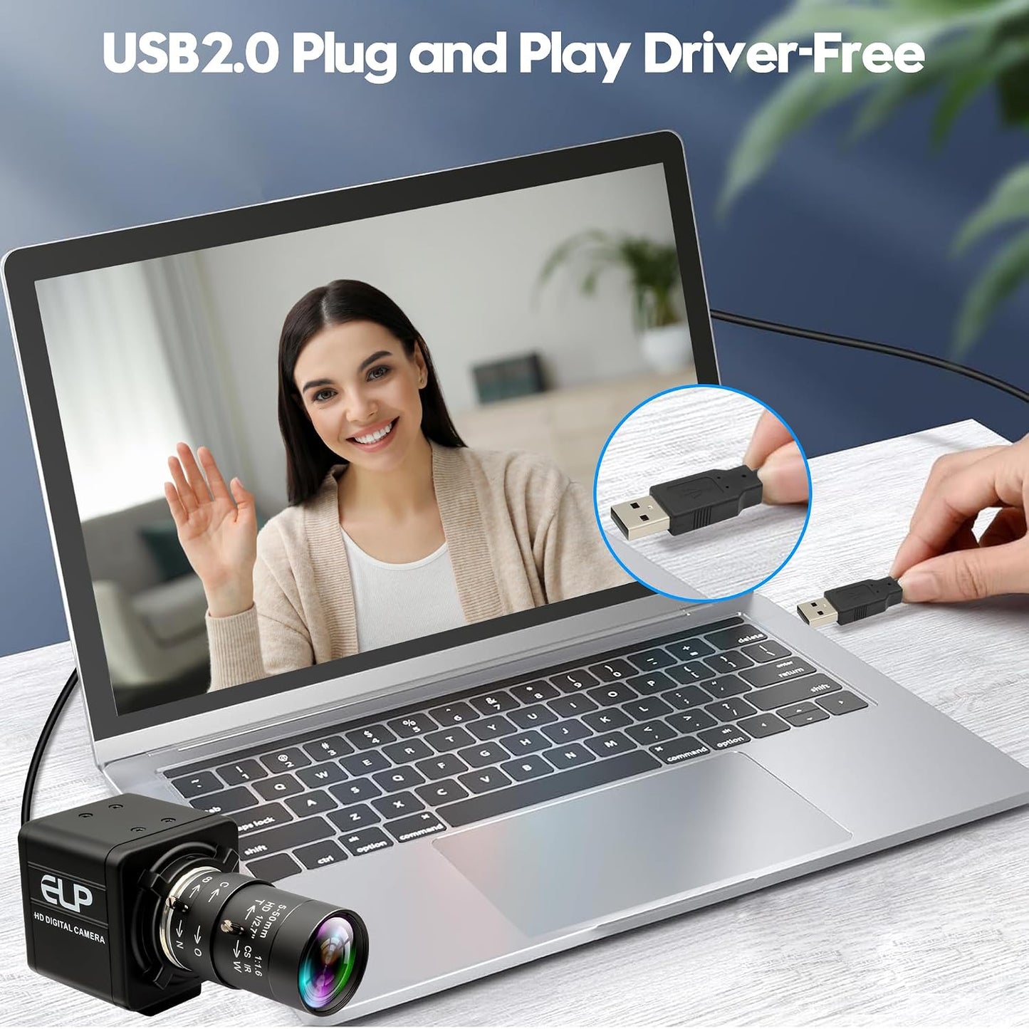 USB Camera 16 Megapixes High Resolution 5K USB Webcam with CS Mount 5-50mm Manual Varifocus Lens Close UP OpenCV Camera Free Driver Plug and Play for Windows Linux Laptop Jetson Nano