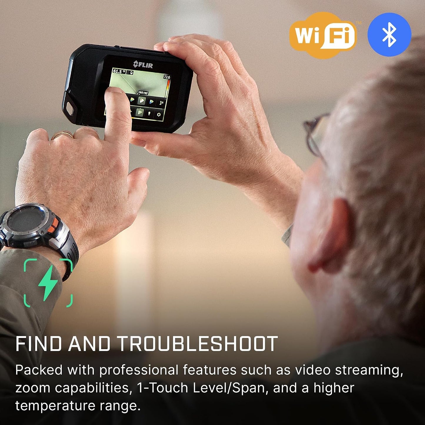 Flir C5 Compact Thermal Imaging Camera, WiFi, 160x120 MSX, Ignite | -20 to 400C, 5MP visual, LED flashlight, Ignite cloud, pocket, battery, charger, case