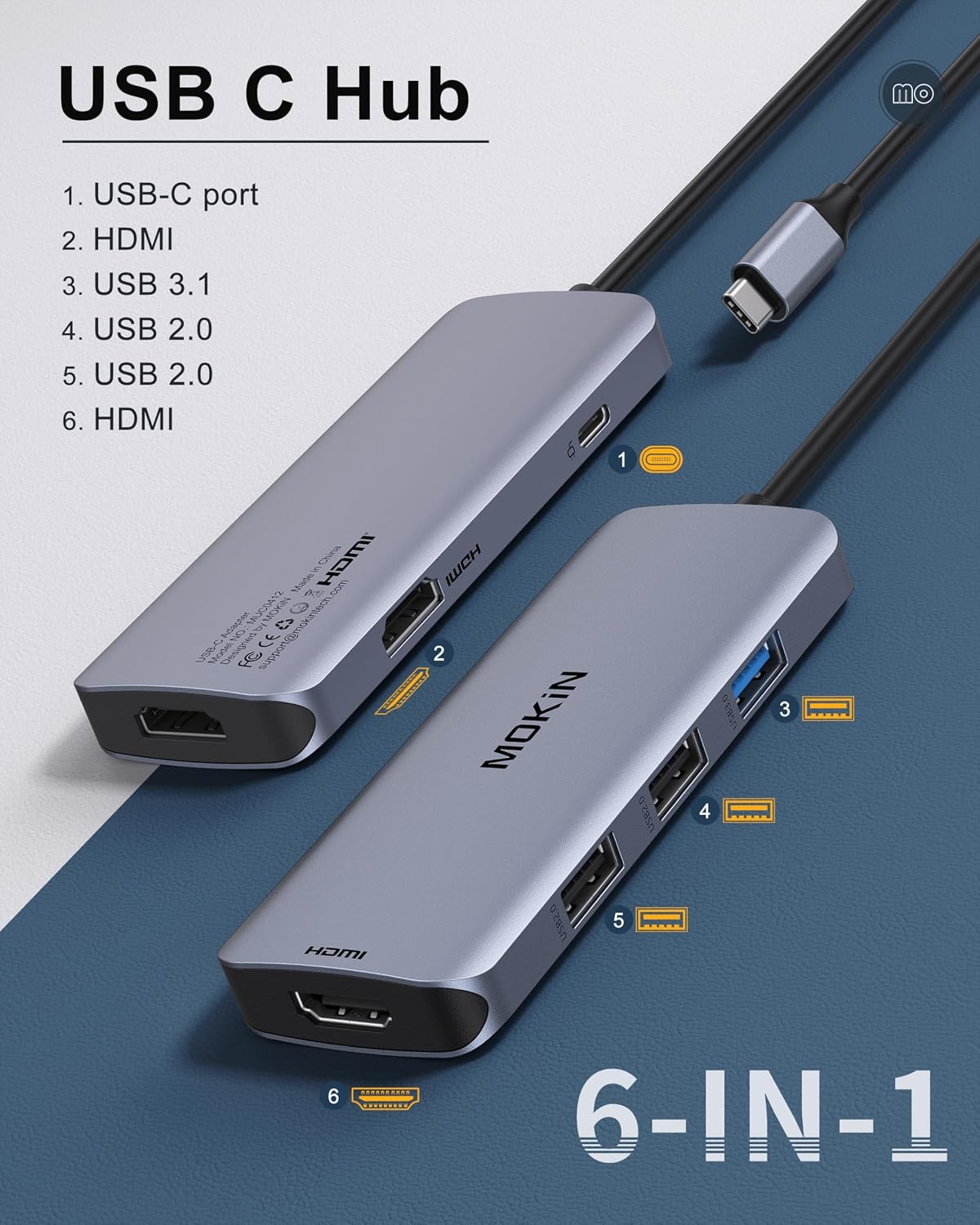 MOKiN USB C Docking Station Dual Monitor 2 HDMI for Dell/Lenovo/HP Laptop