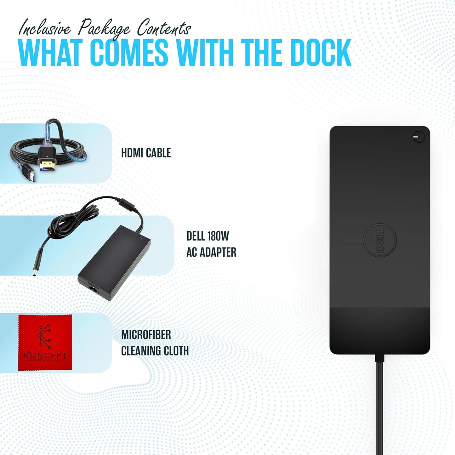 Dell WD19S Docking Station Dual Monitor - 180W USB-C, HDMI + DisplayPort | Features mini-DisplayPort, 2x USB-C & 3x USB-A 3.0 for full expansion