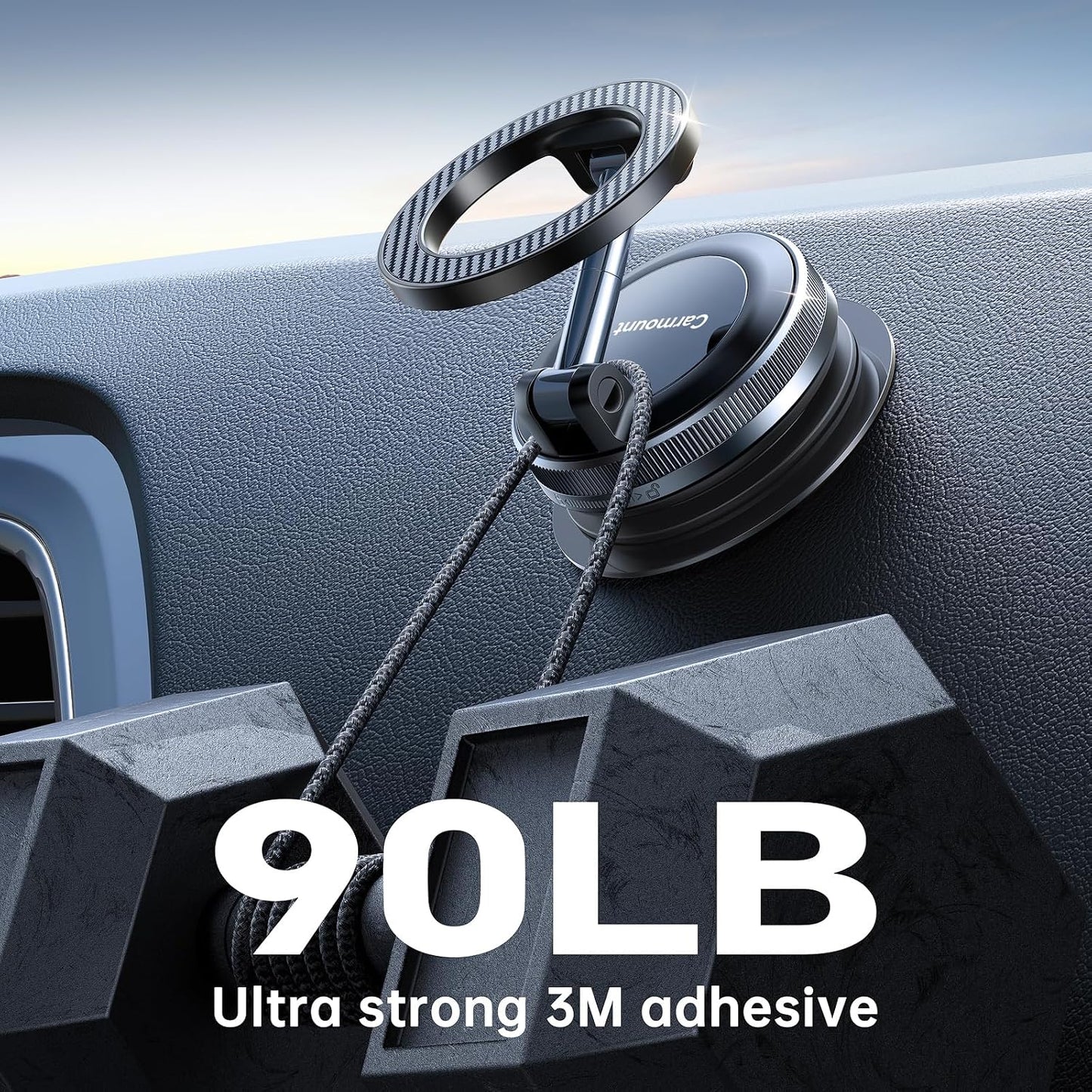for Magsafe Car Mount carmount 2.0 Magnetic Phone Mount【Ultra-Stable Magnetic Hold】Vacuum Magnetic Phone Holder for Car Dashboard Windshield Phone Holders for Your Car for iPhone Samsung,Carbon Fiber