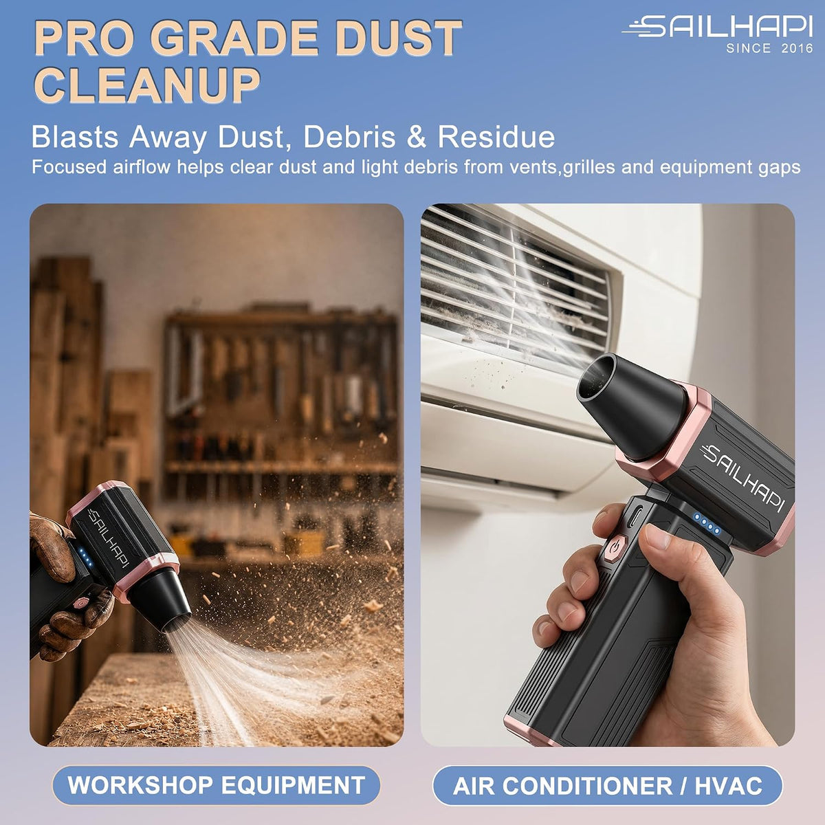 Compressed Air Duster 300000RPM, Cordless Electric Dust Blower | High Speed, Variable Speed Durable Cleaner for Gamer, Keyboard, Car, PC & Desk, Replaces Canned Air, Barber Gifts for Men
