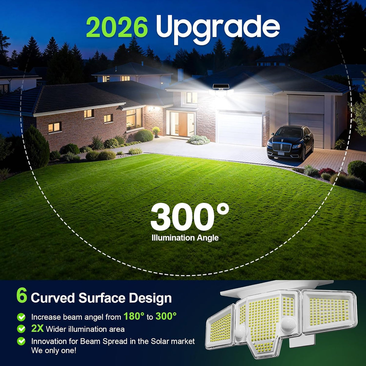Solar Flood Lights,4000LM Dual Motion Sensor Outdoor Lights, White