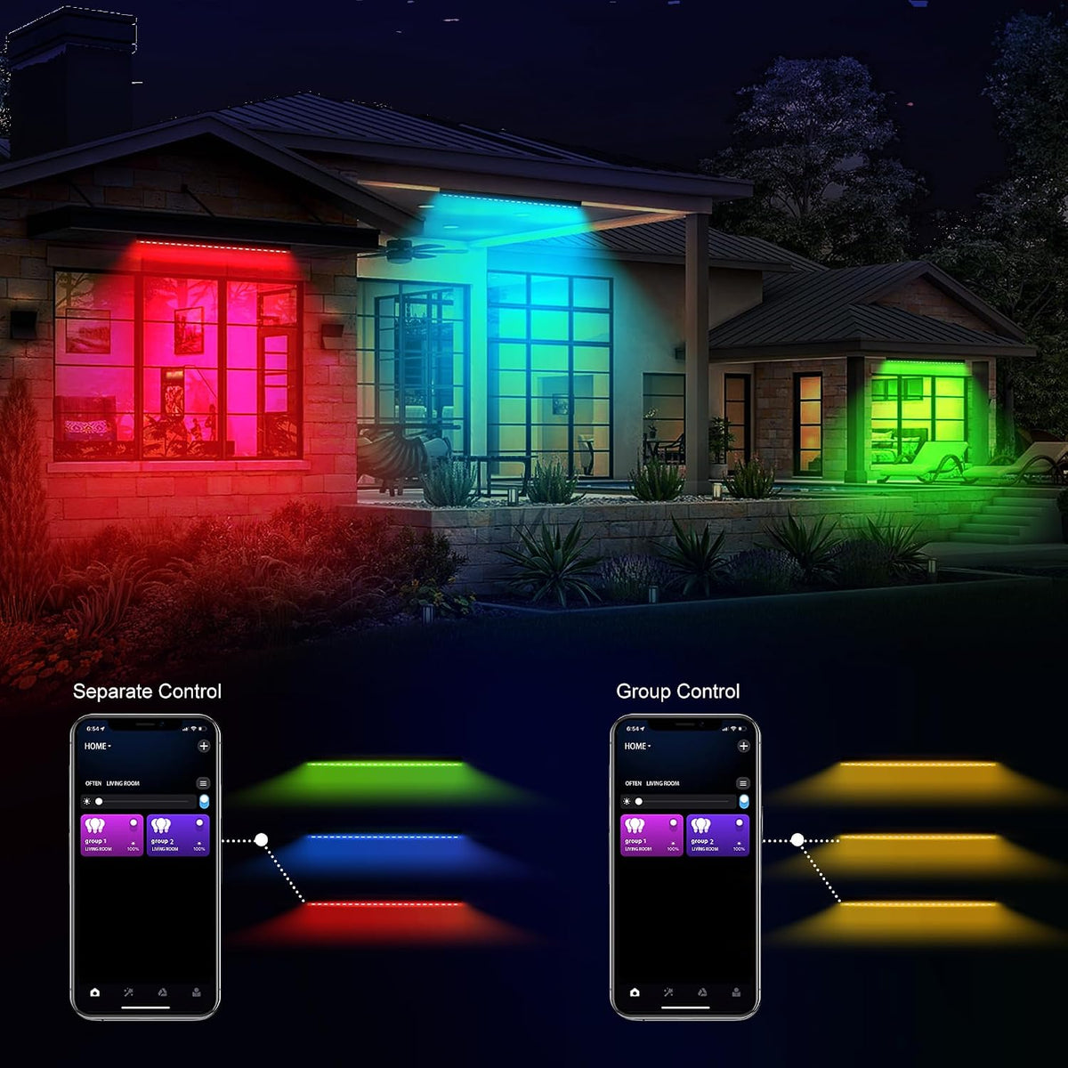 180W RGB Light Bar, RGBCW Wall Washer with APP & RF Remote, IP65