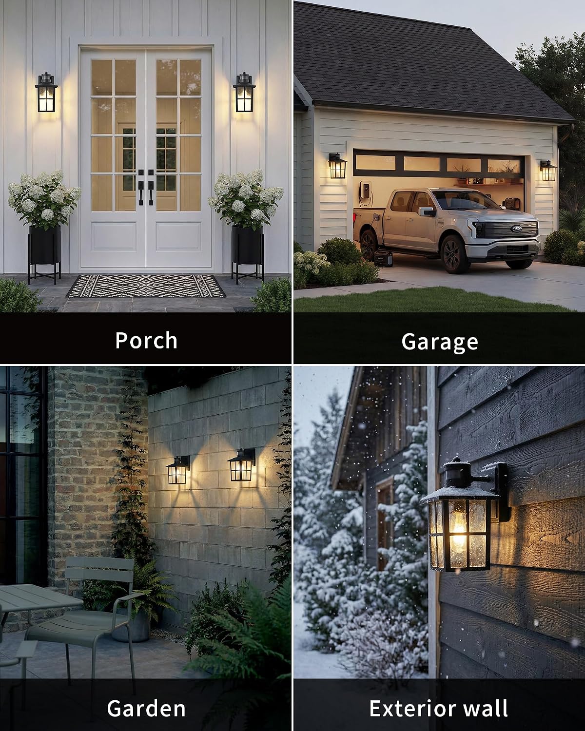 KDG Black Outdoor Motion Sensor Modern Patio Wall Light Fixtures Set of 2
