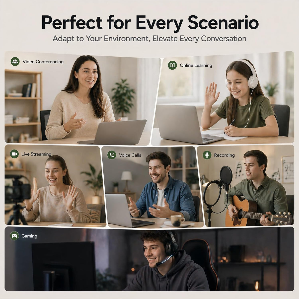 Full HD 1080P Webcam with Microphone, Noise-Canceling, Privacy Cover, Wide-Angle Lens, Auto Light Correction, Plug & Play USB Web Camera for Laptop, Desktop, PC, Mac, Zoom, Skype – Pro Series